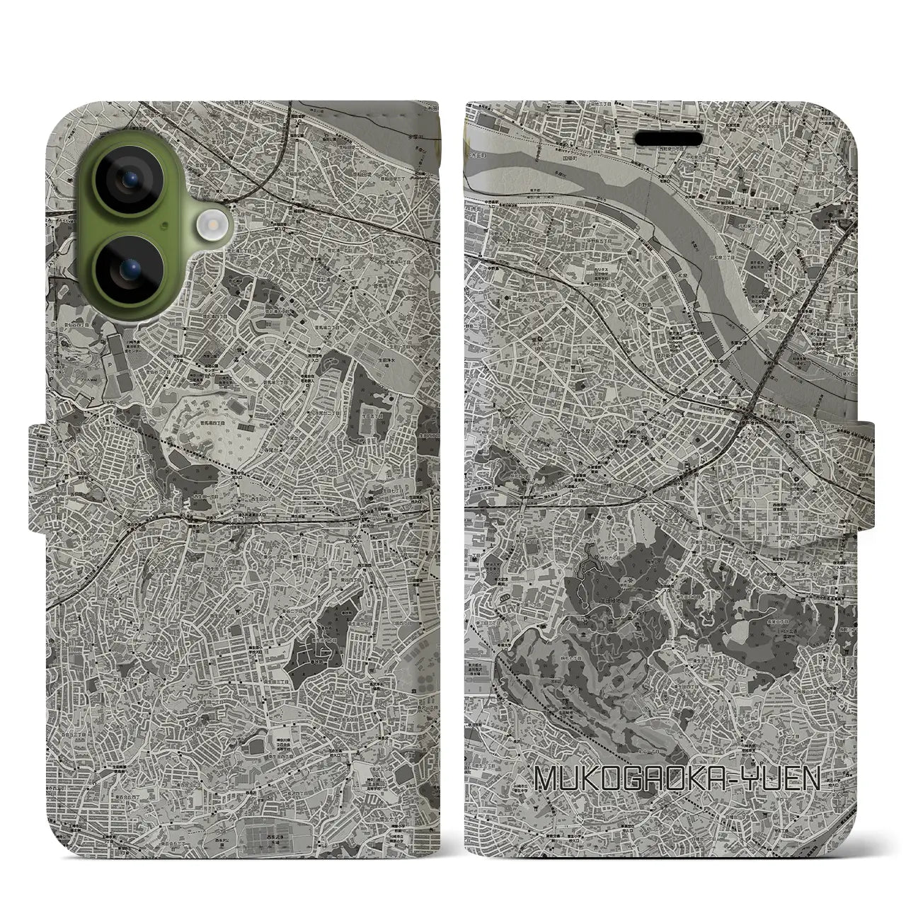 【向ヶ丘遊園(神奈川県)】地図柄iPhoneケース(手帳タイプ)