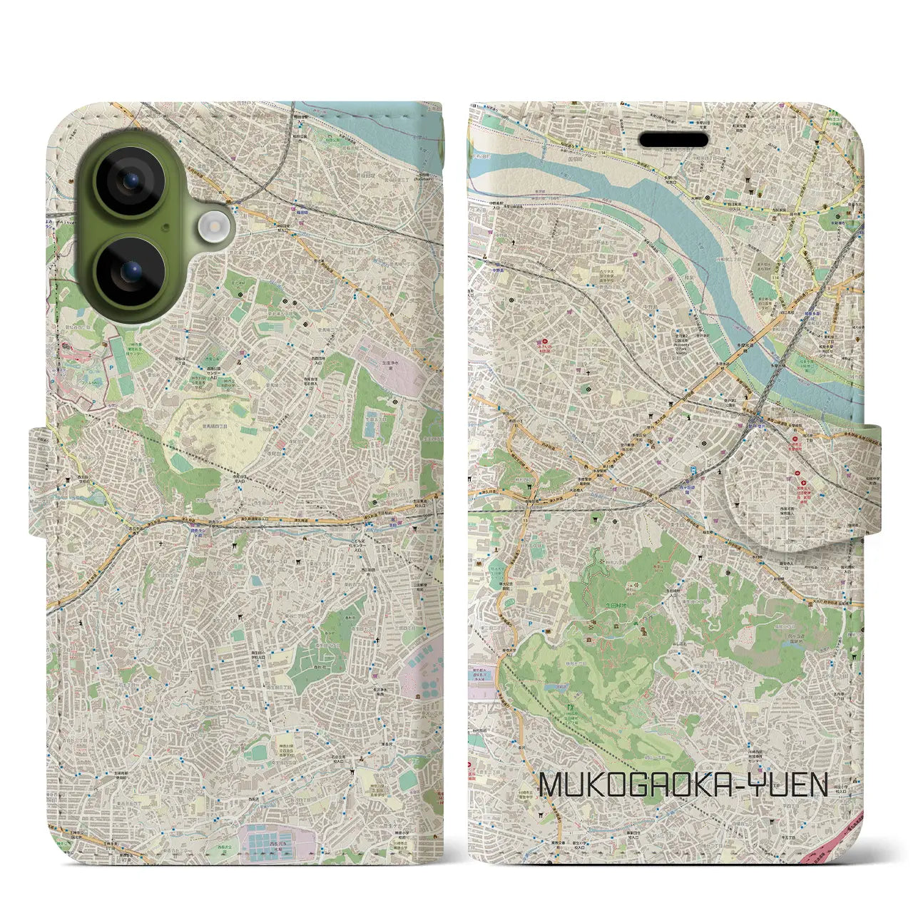 【向ヶ丘遊園(神奈川県)】地図柄iPhoneケース(手帳タイプ)