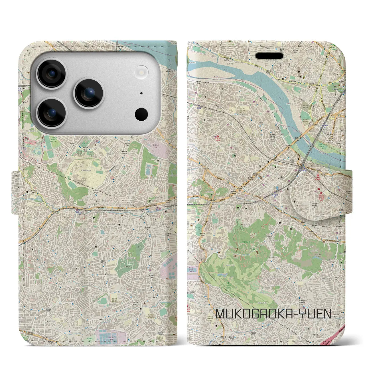 【向ヶ丘遊園(神奈川県)】地図柄iPhoneケース(手帳タイプ)