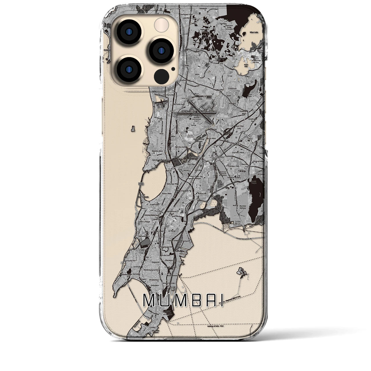 【ムンバイ(インド)】地図柄iPhoneケース(クリアタイプ)