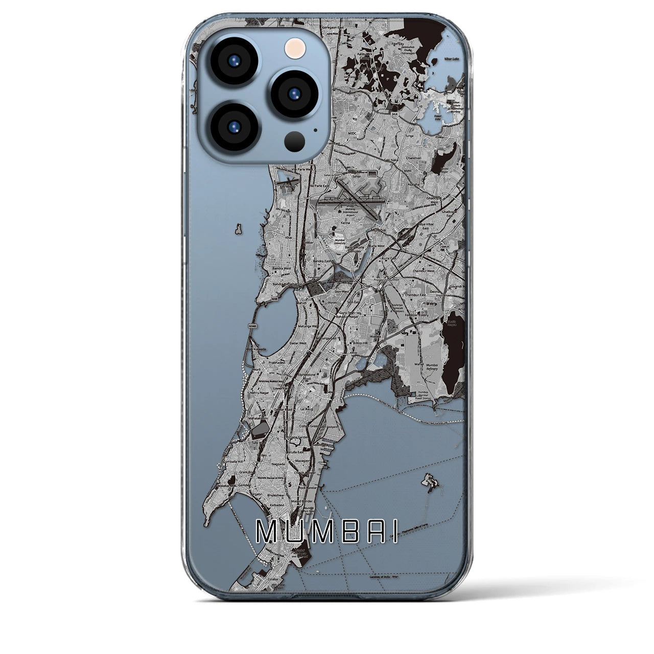 【ムンバイ(インド)】地図柄iPhoneケース(クリアタイプ)