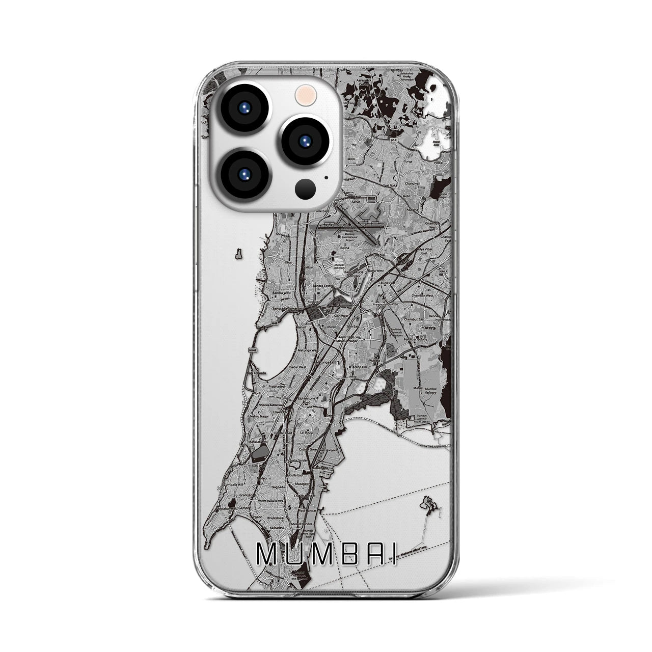 【ムンバイ(インド)】地図柄iPhoneケース(クリアタイプ)
