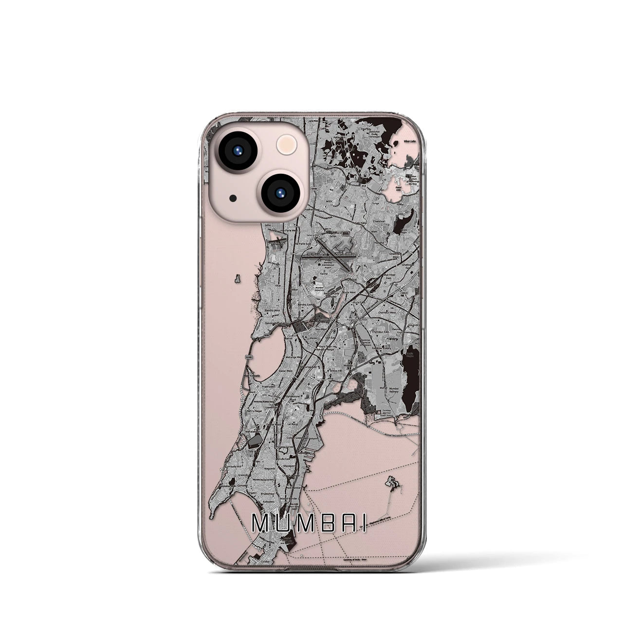 【ムンバイ(インド)】地図柄iPhoneケース(クリアタイプ)