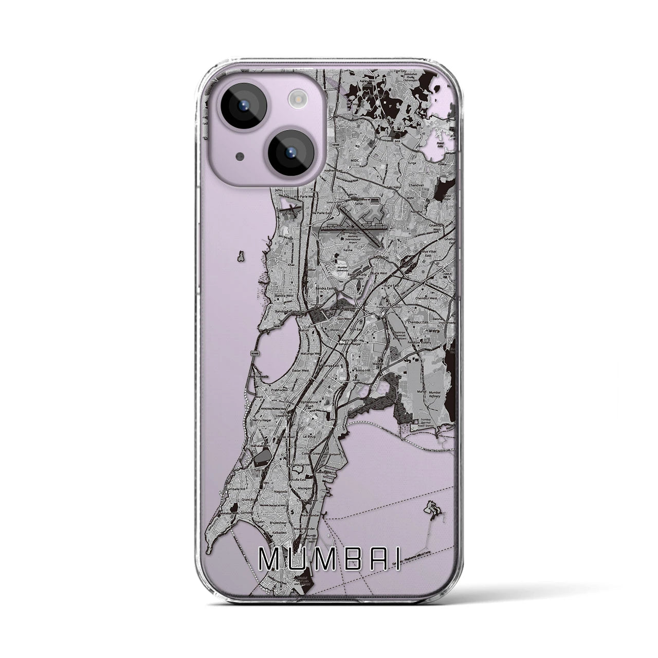【ムンバイ(インド)】地図柄iPhoneケース(クリアタイプ)