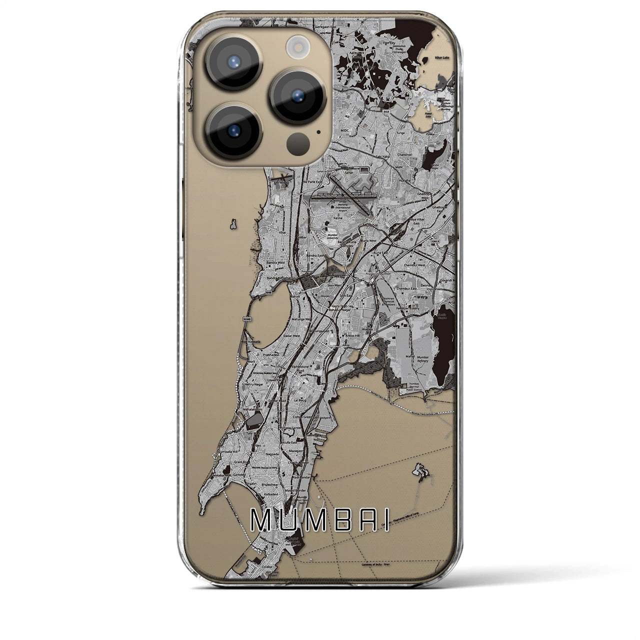 【ムンバイ(インド)】地図柄iPhoneケース(クリアタイプ)