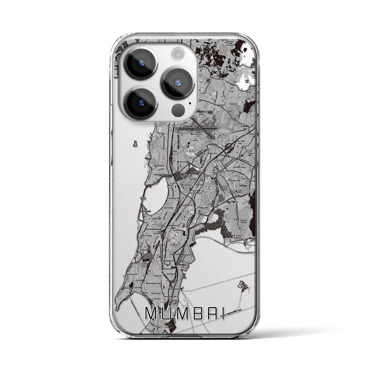 【ムンバイ(インド)】地図柄iPhoneケース(クリアタイプ)