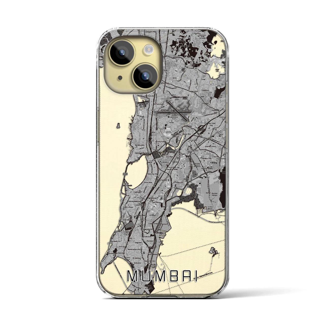 【ムンバイ(インド)】地図柄iPhoneケース(クリアタイプ)