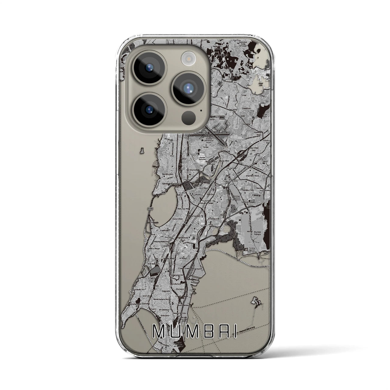 【ムンバイ(インド)】地図柄iPhoneケース(クリアタイプ)