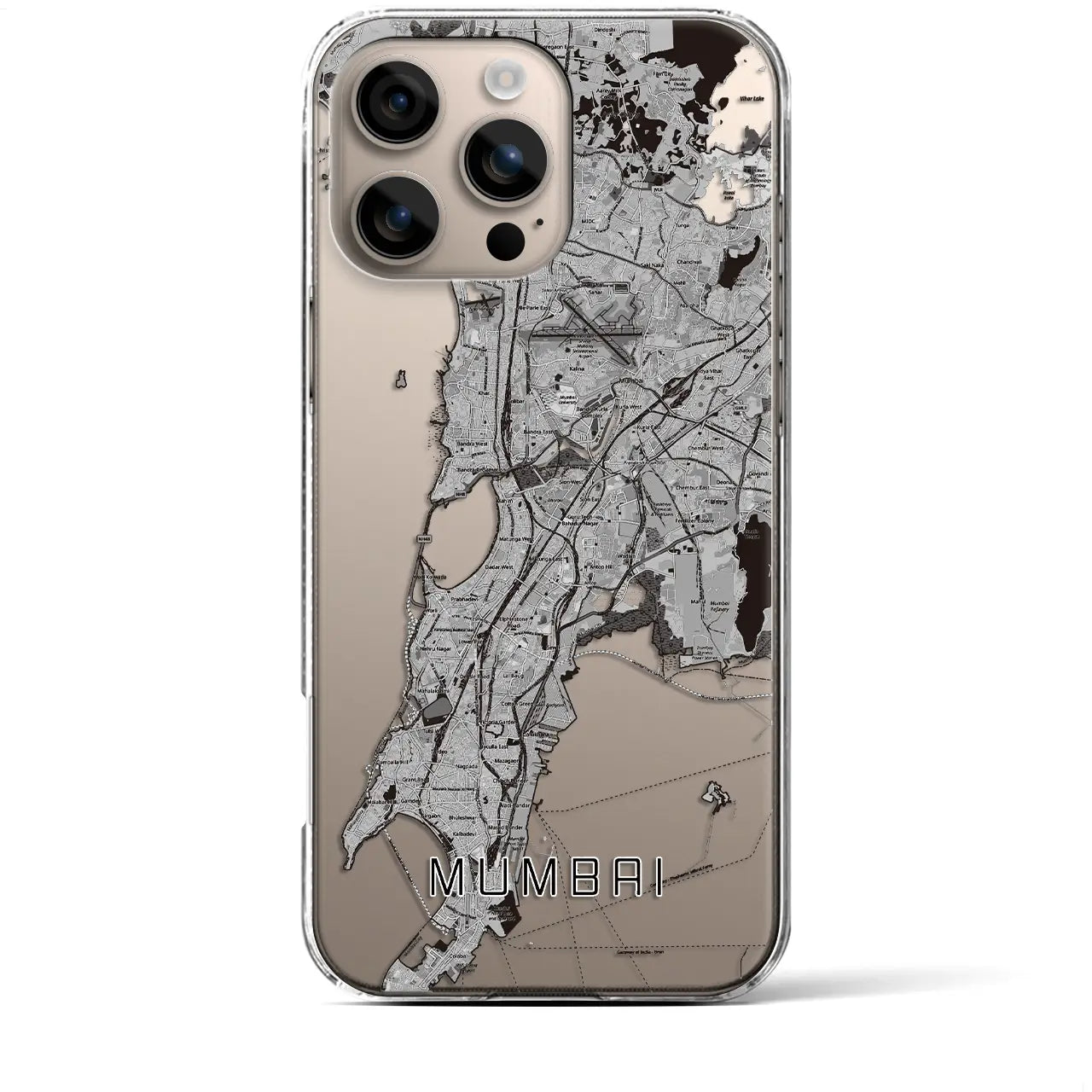 【ムンバイ(インド)】地図柄iPhoneケース(クリアタイプ)