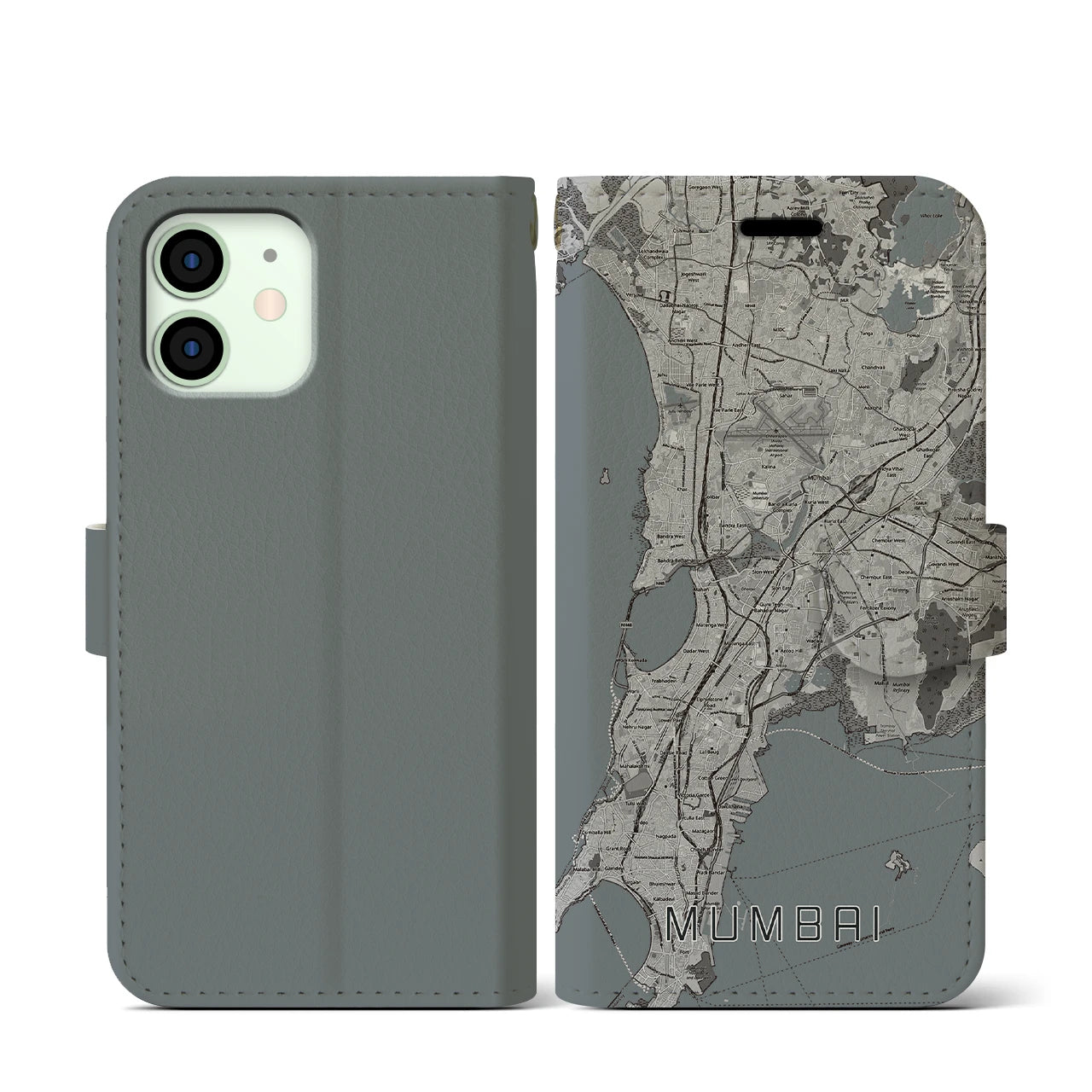 【ムンバイ(インド)】地図柄iPhoneケース(手帳タイプ)