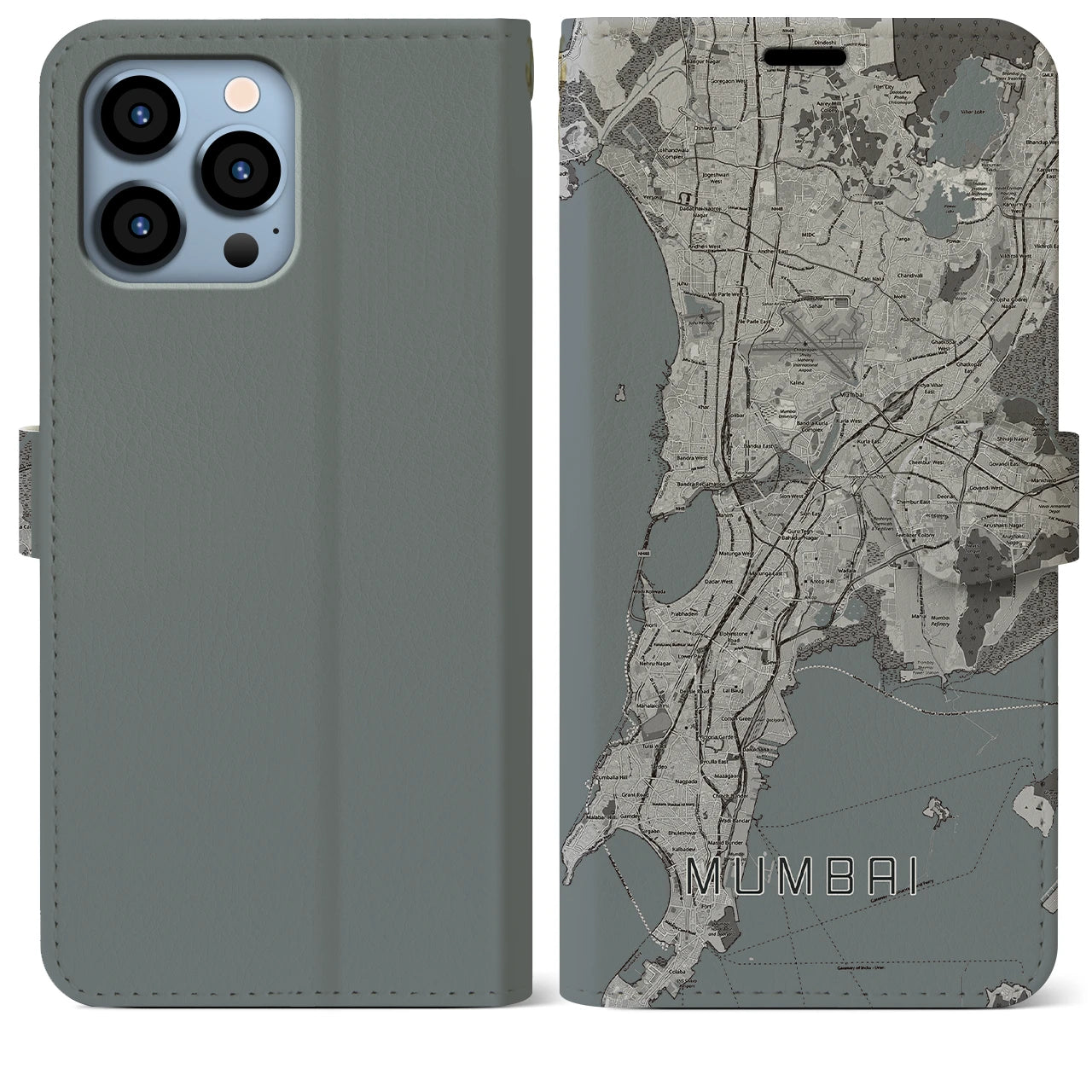 【ムンバイ(インド)】地図柄iPhoneケース(手帳タイプ)