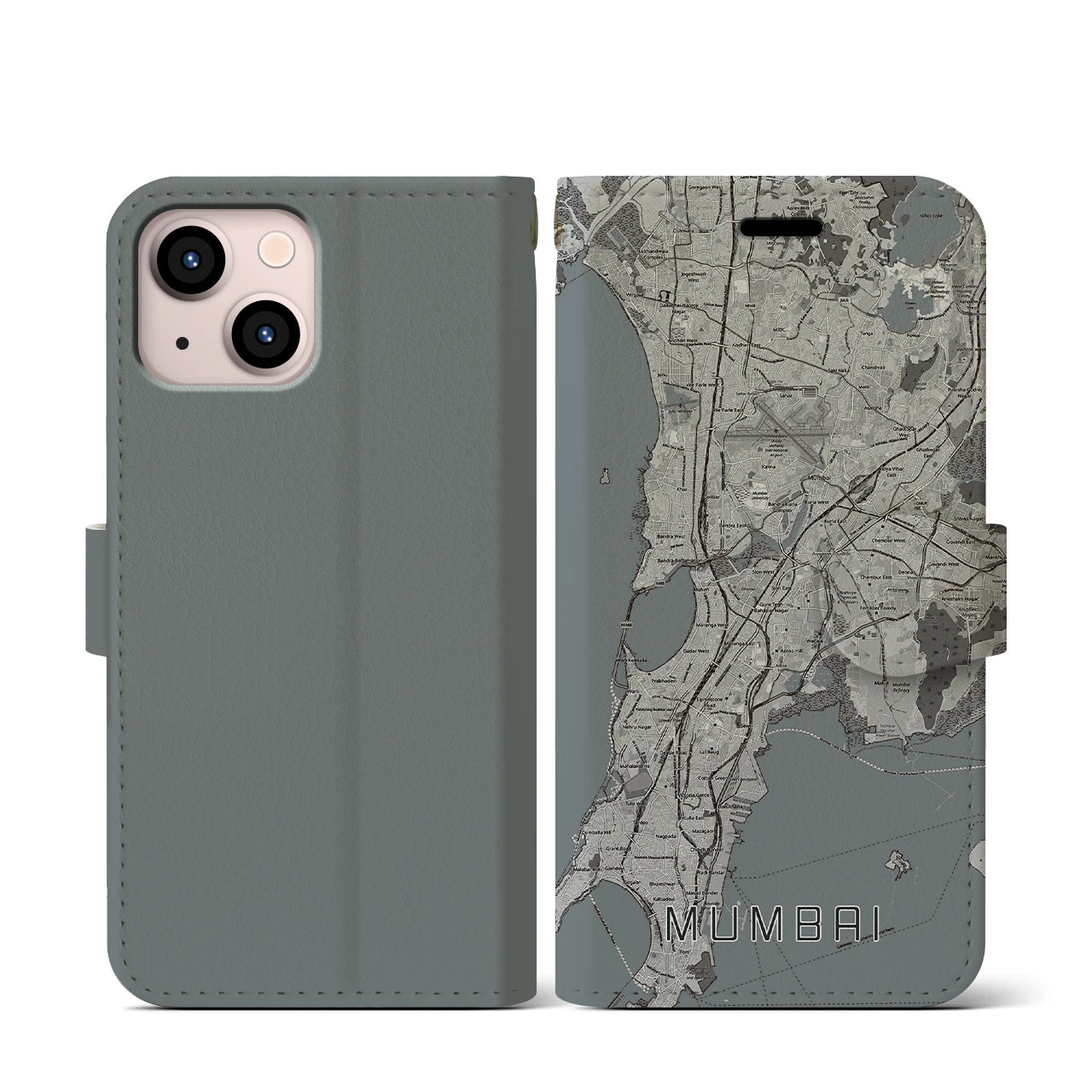 【ムンバイ(インド)】地図柄iPhoneケース(手帳タイプ)