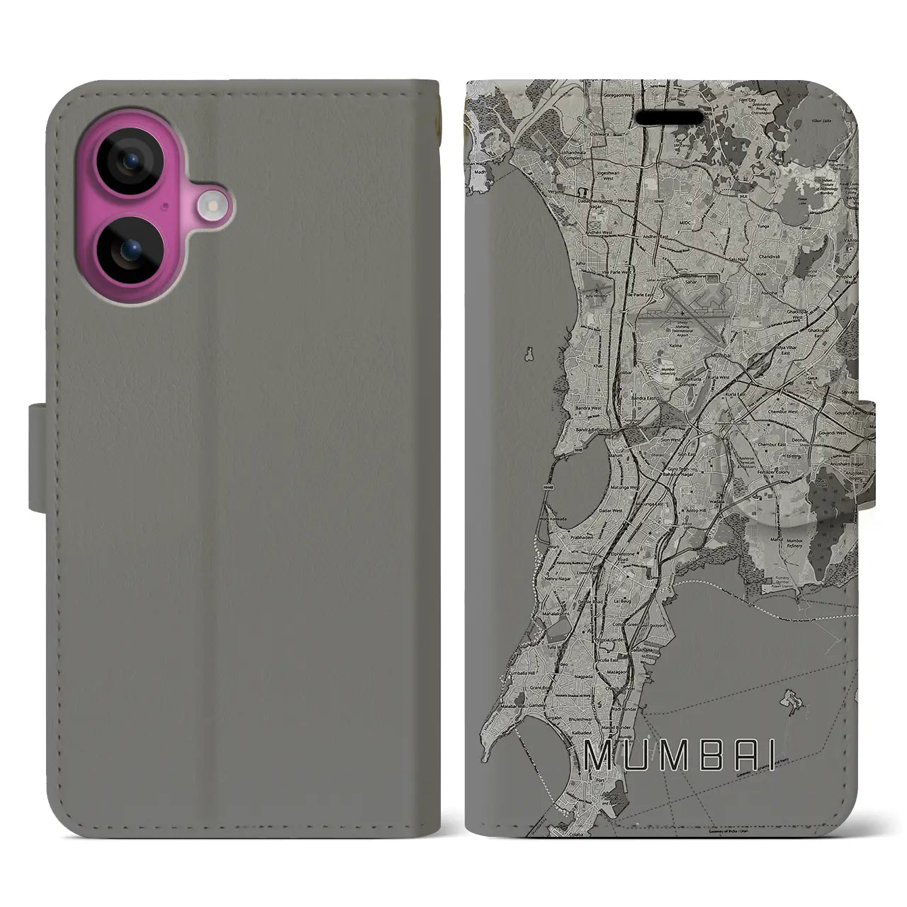 【ムンバイ(インド)】地図柄iPhoneケース(手帳タイプ)