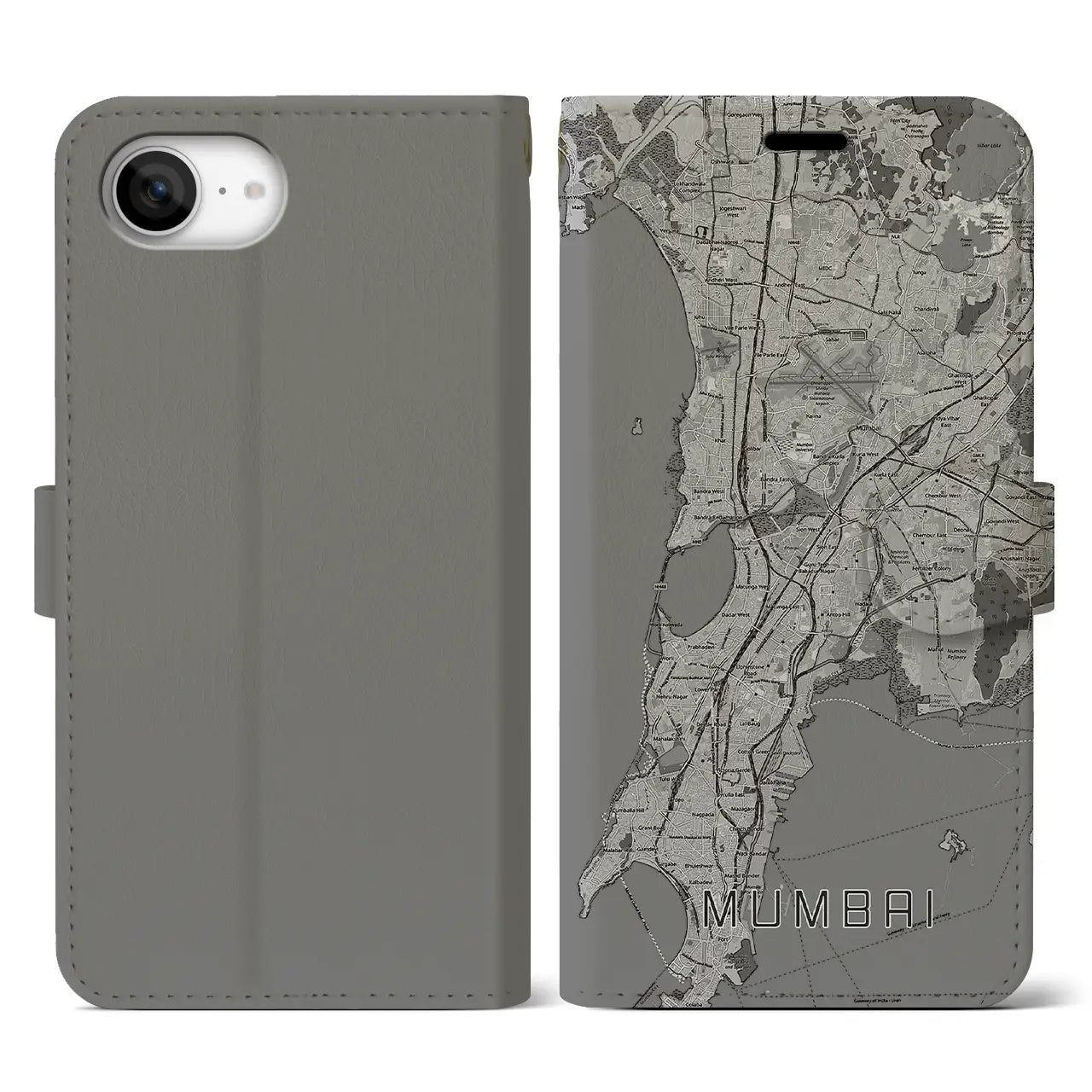 【ムンバイ(インド)】地図柄iPhoneケース(手帳タイプ)