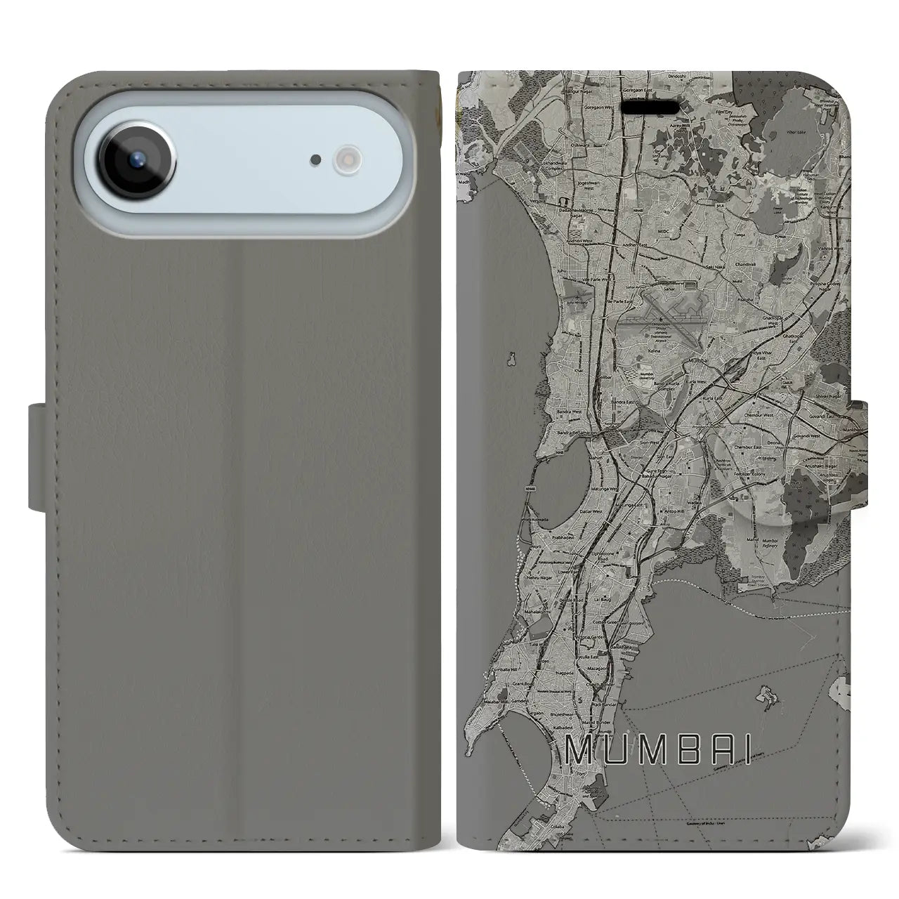 【ムンバイ(インド)】地図柄iPhoneケース(手帳タイプ)