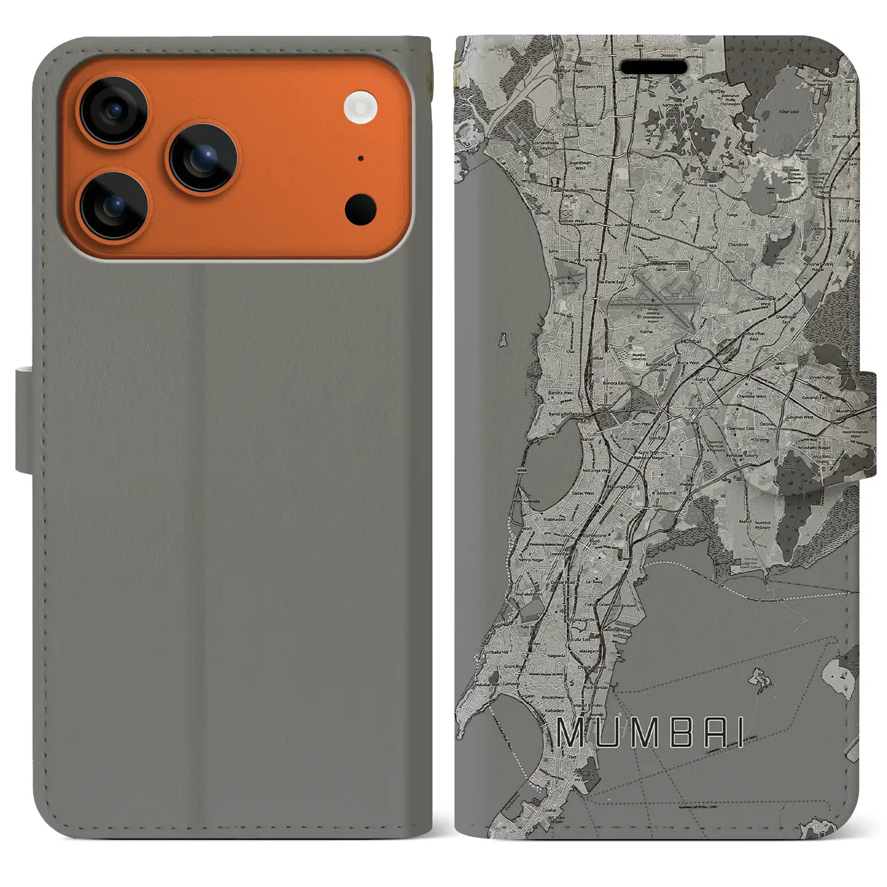 【ムンバイ(インド)】地図柄iPhoneケース(手帳タイプ)