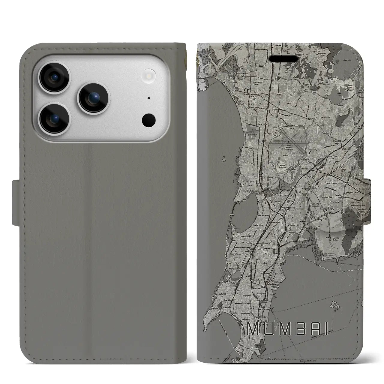 【ムンバイ(インド)】地図柄iPhoneケース(手帳タイプ)