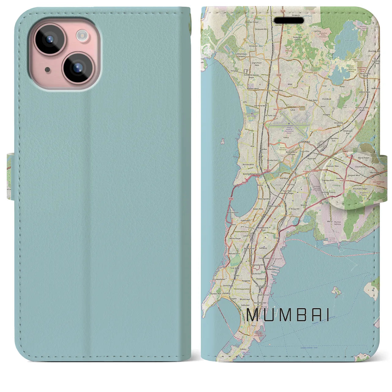 【ムンバイ(インド)】地図柄iPhoneケース(手帳タイプ)