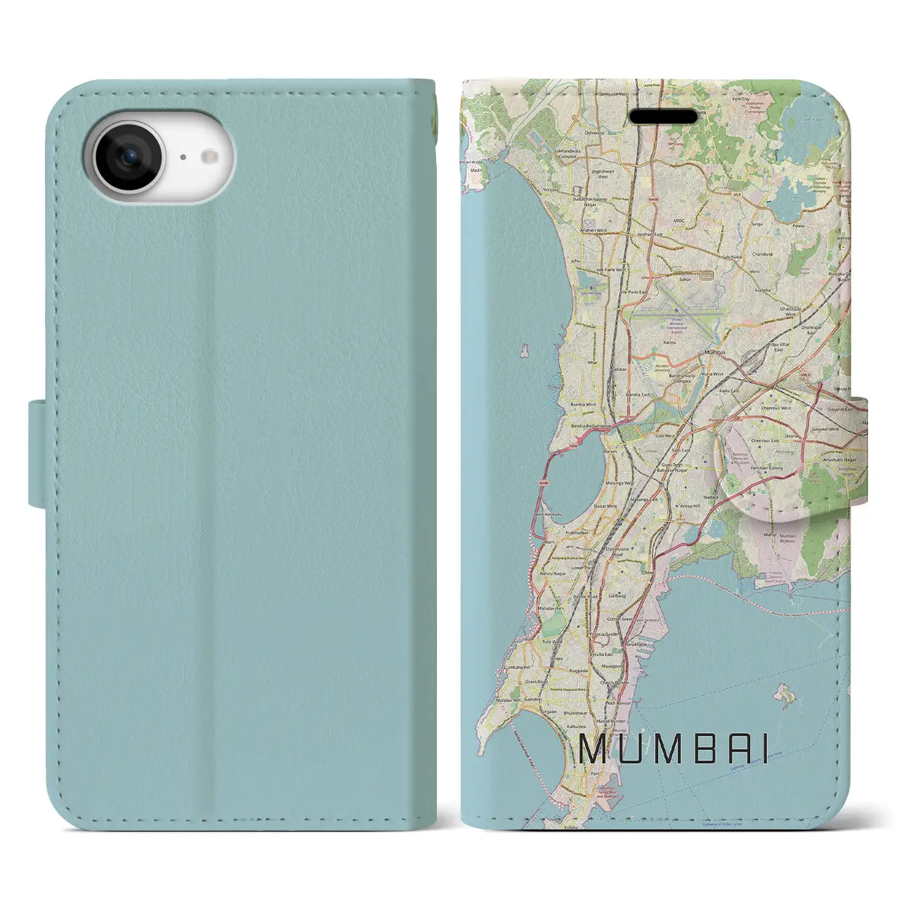 【ムンバイ(インド)】地図柄iPhoneケース(手帳タイプ)