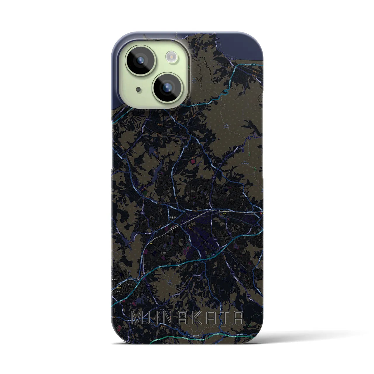 【宗像(福岡県)】地図柄iPhoneケース(バックカバータイプ)