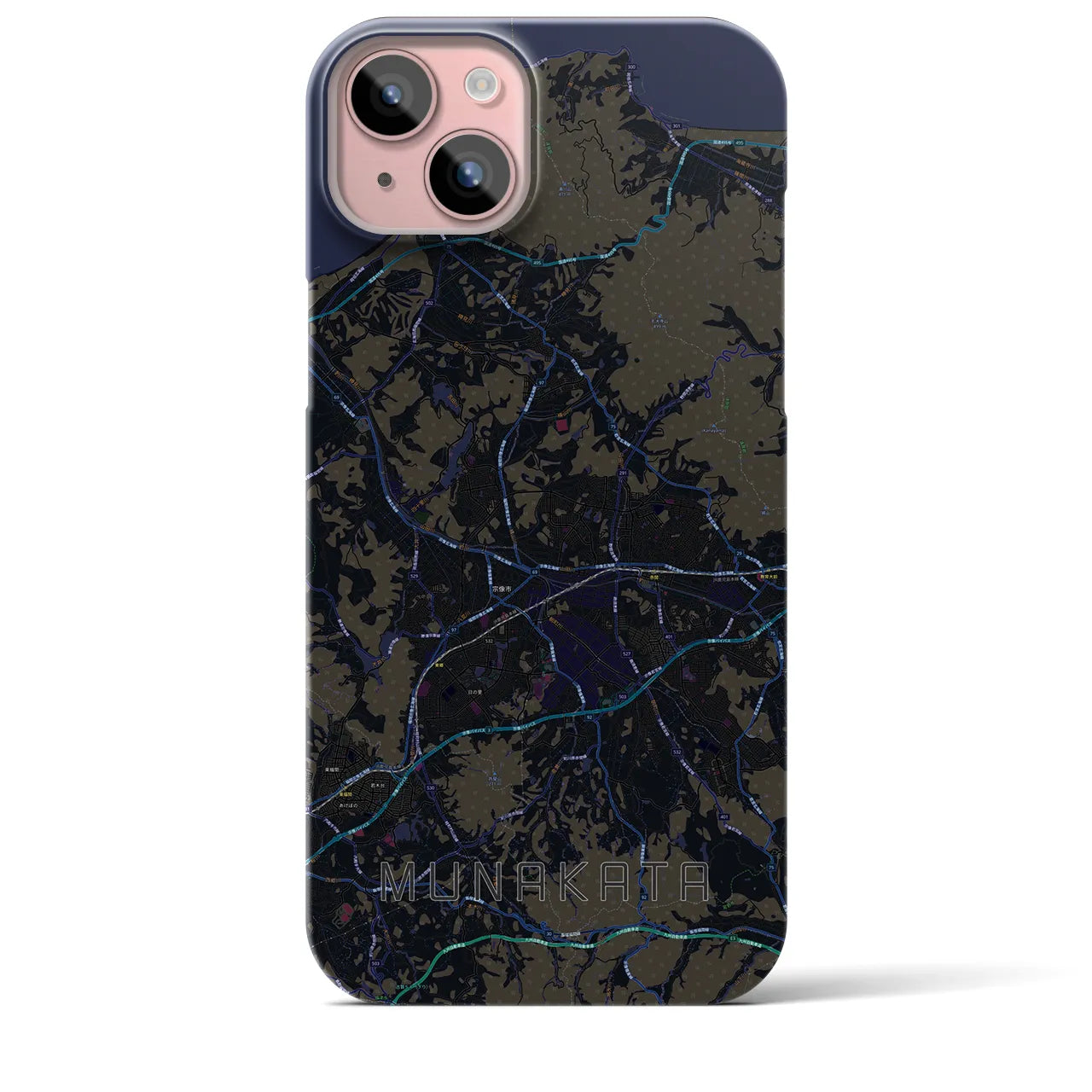 【宗像(福岡県)】地図柄iPhoneケース(バックカバータイプ)