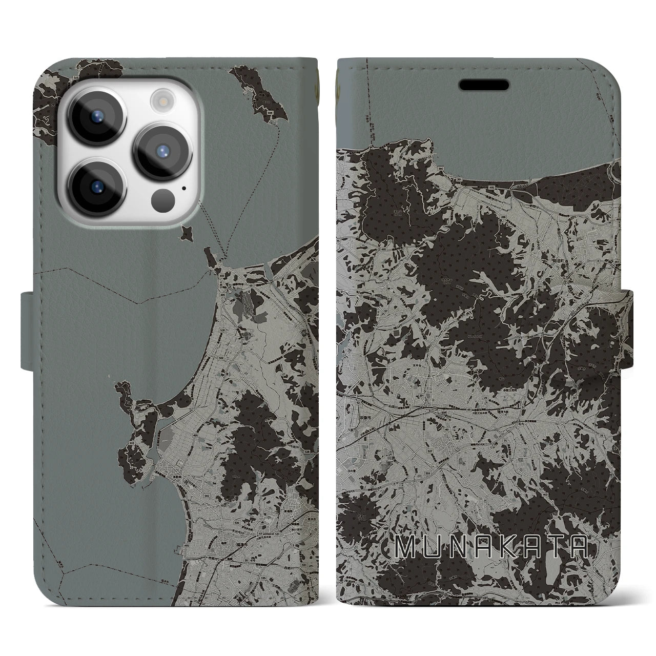 【宗像(福岡県)】地図柄iPhoneケース(手帳タイプ)