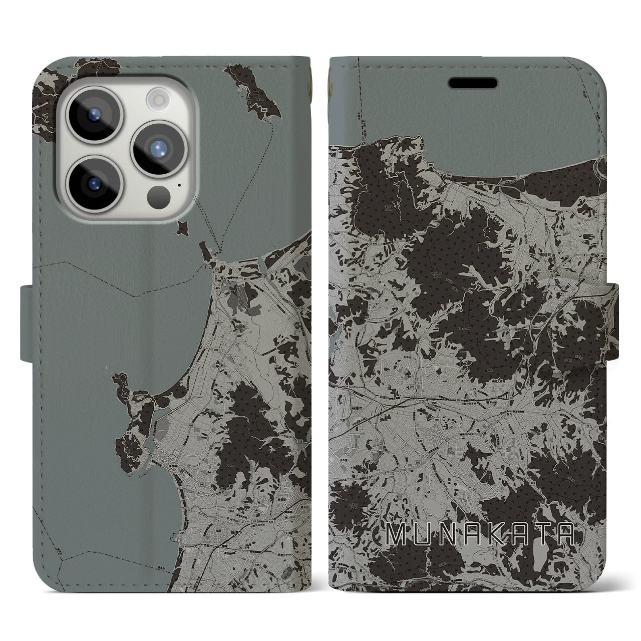 【宗像(福岡県)】地図柄iPhoneケース(手帳タイプ)