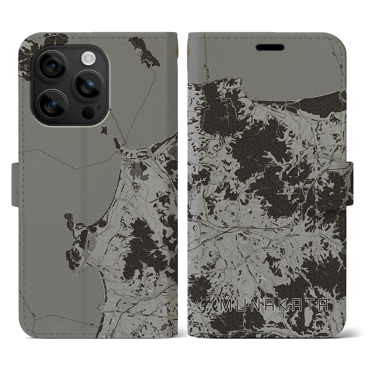 【宗像(福岡県)】地図柄iPhoneケース(手帳タイプ)