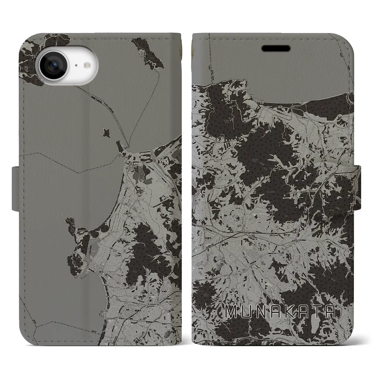 【宗像(福岡県)】地図柄iPhoneケース(手帳タイプ)