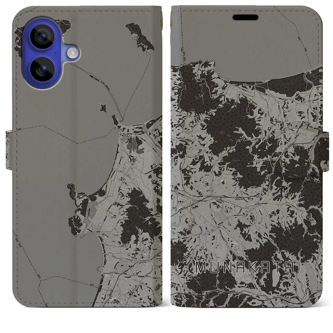 【宗像(福岡県)】地図柄iPhoneケース(手帳タイプ)