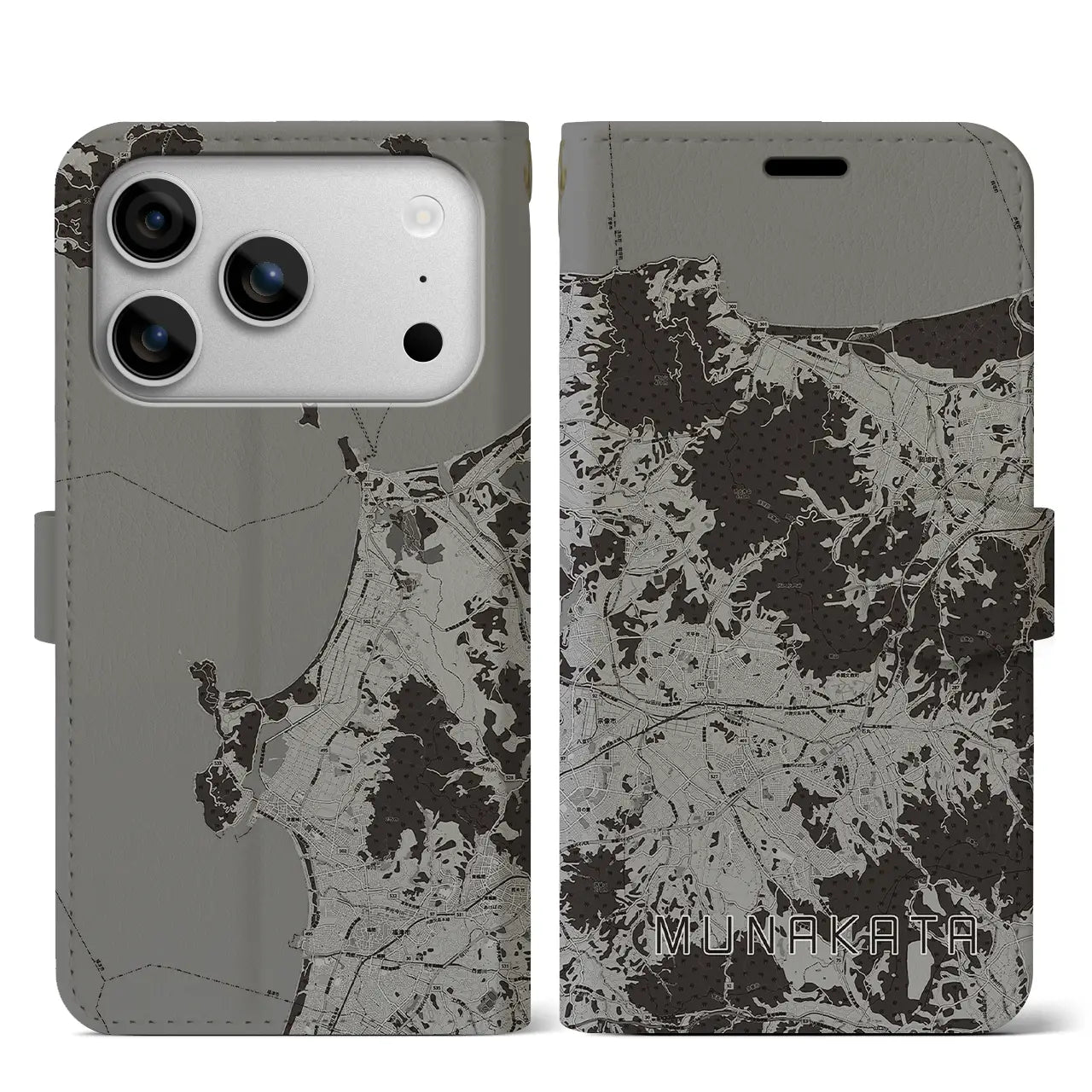 【宗像(福岡県)】地図柄iPhoneケース(手帳タイプ)