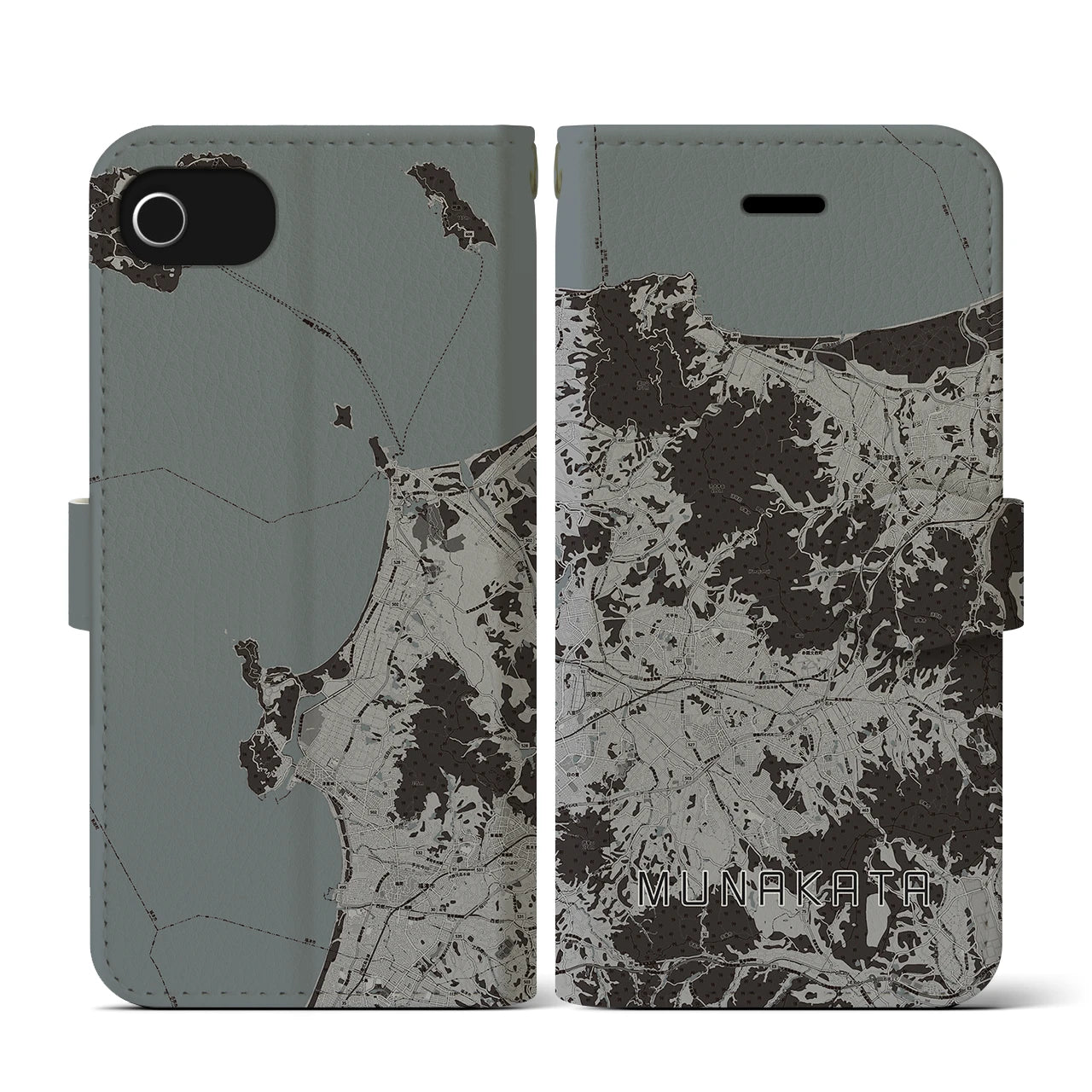 【宗像(福岡県)】地図柄iPhoneケース(手帳タイプ)