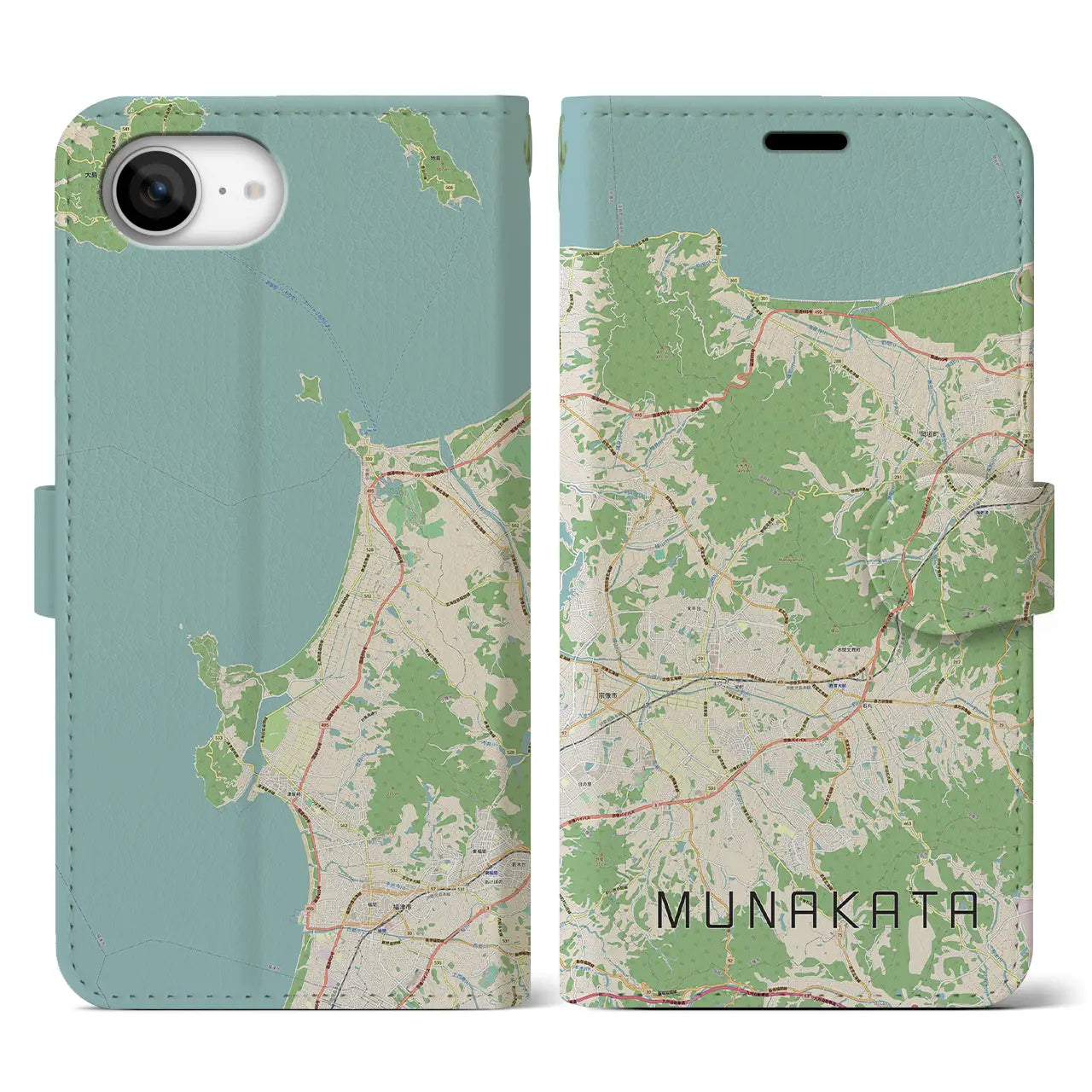 【宗像(福岡県)】地図柄iPhoneケース(手帳タイプ)