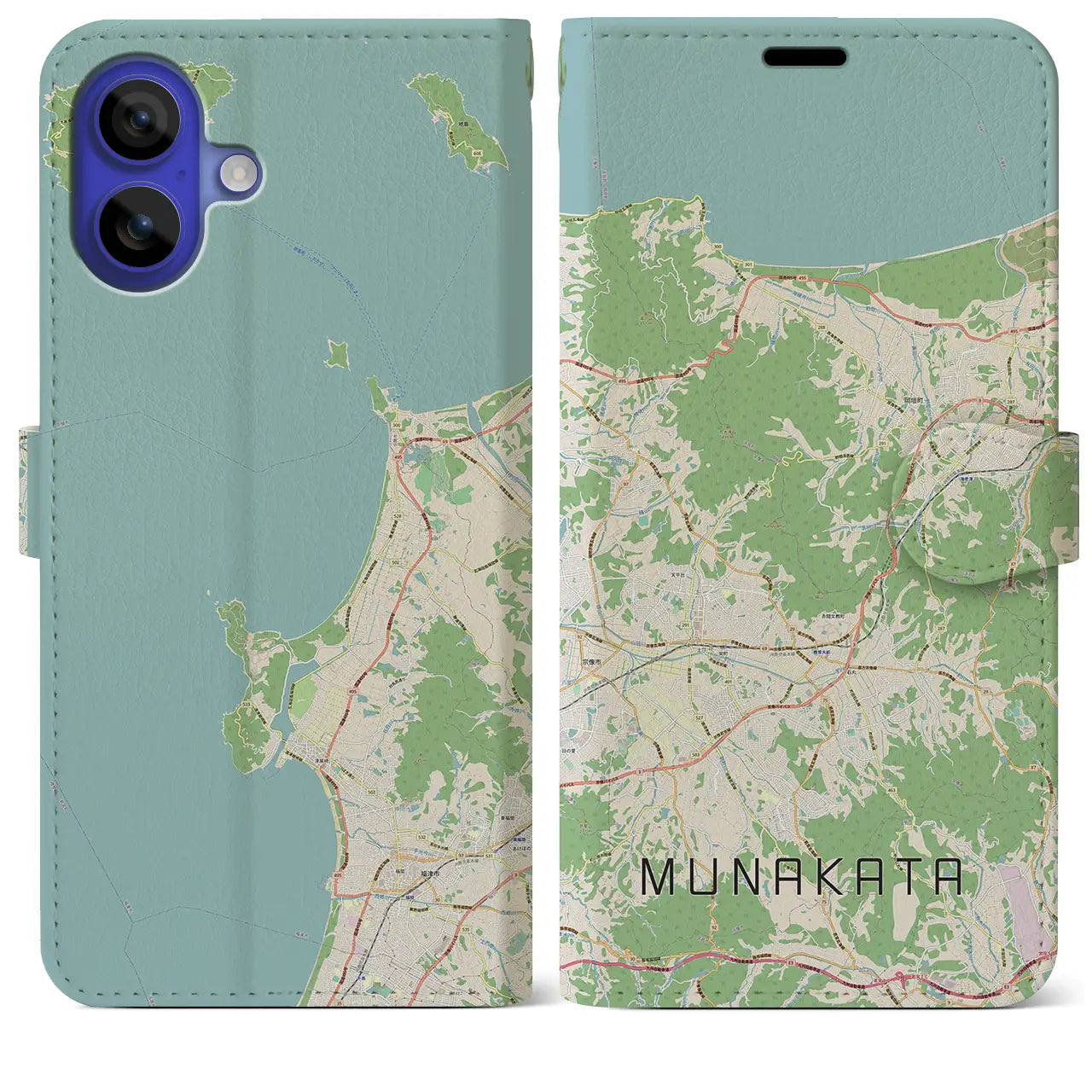 【宗像(福岡県)】地図柄iPhoneケース(手帳タイプ)