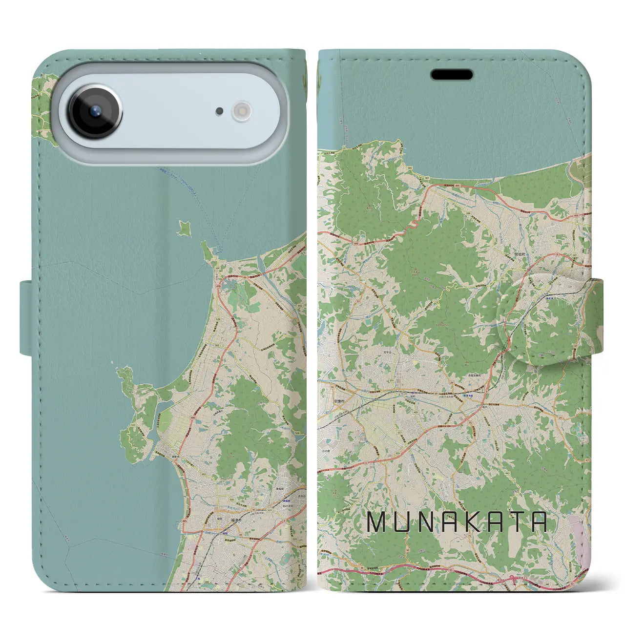 【宗像(福岡県)】地図柄iPhoneケース(手帳タイプ)