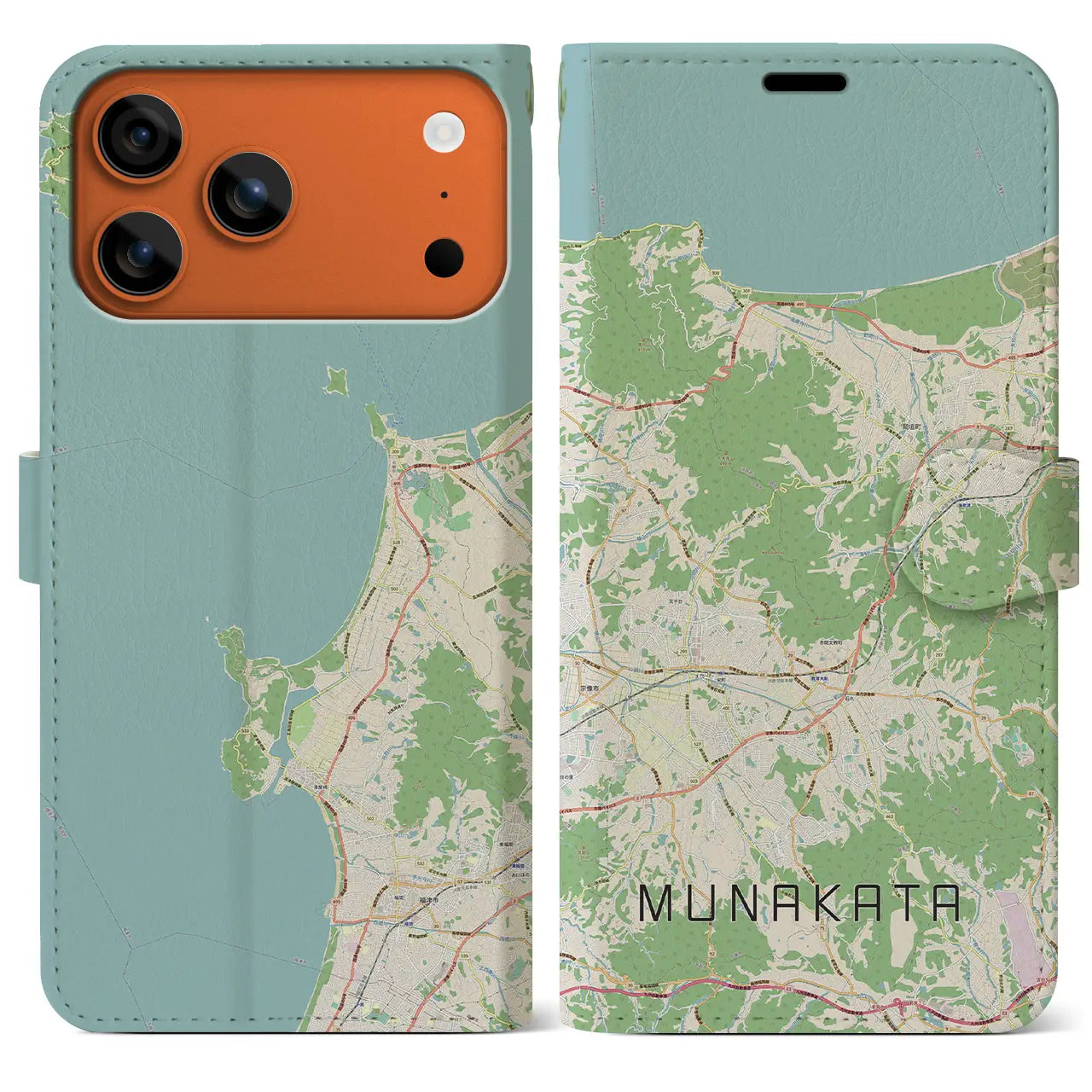 【宗像(福岡県)】地図柄iPhoneケース(手帳タイプ)