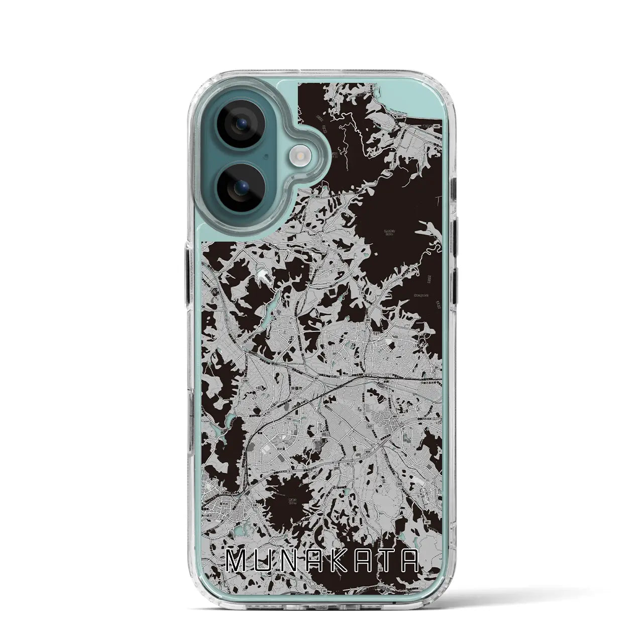 【宗像(福岡県)】地図柄iPhoneケース(MagSafeタイプ)モノトーン・iPhone 16 Pro 用