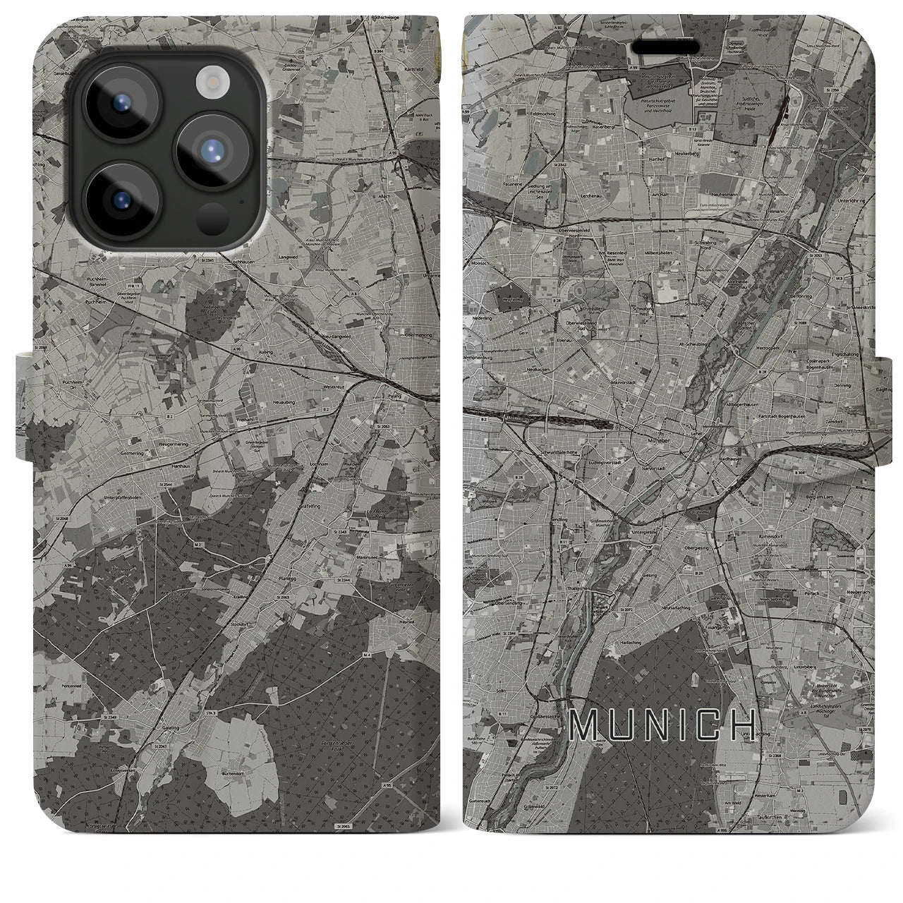 【ミュンヘン(ドイツ)】地図柄iPhoneケース(手帳タイプ)