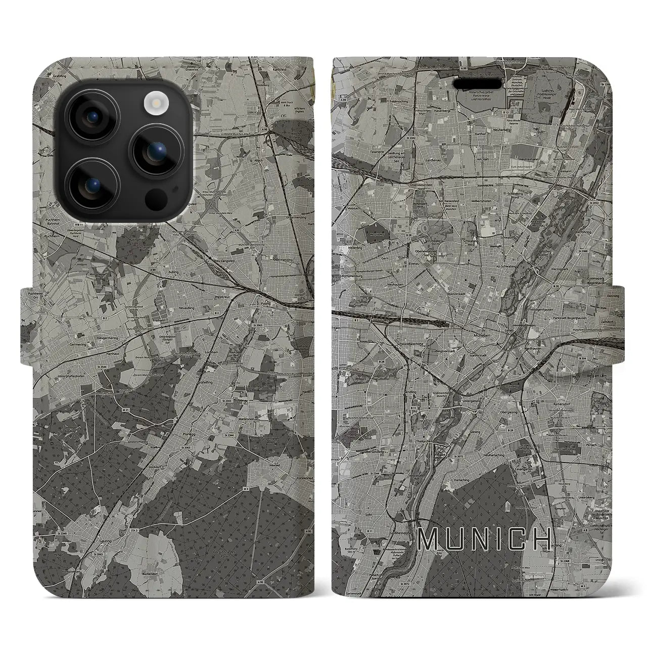 【ミュンヘン(ドイツ)】地図柄iPhoneケース(手帳タイプ)