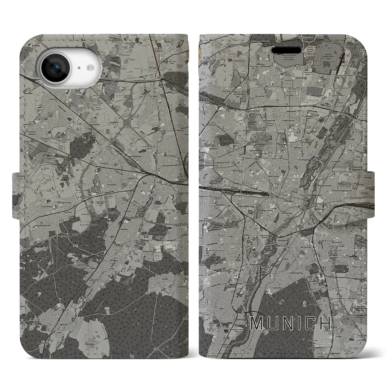 【ミュンヘン(ドイツ)】地図柄iPhoneケース(手帳タイプ)
