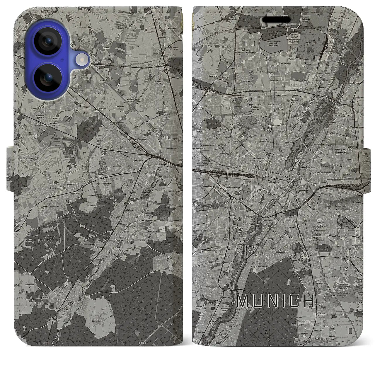 【ミュンヘン(ドイツ)】地図柄iPhoneケース(手帳タイプ)