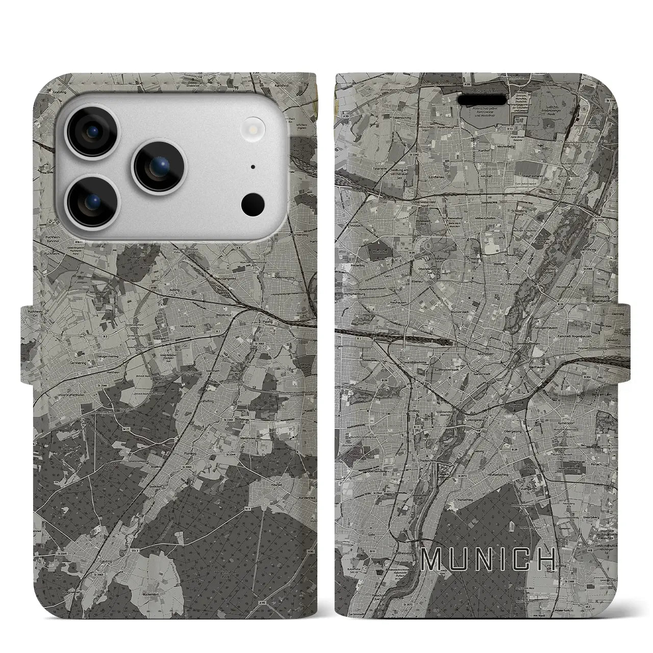 【ミュンヘン(ドイツ)】地図柄iPhoneケース(手帳タイプ)