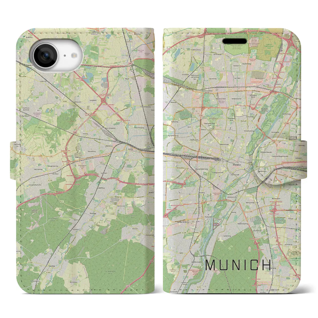 【ミュンヘン(ドイツ)】地図柄iPhoneケース(手帳タイプ)