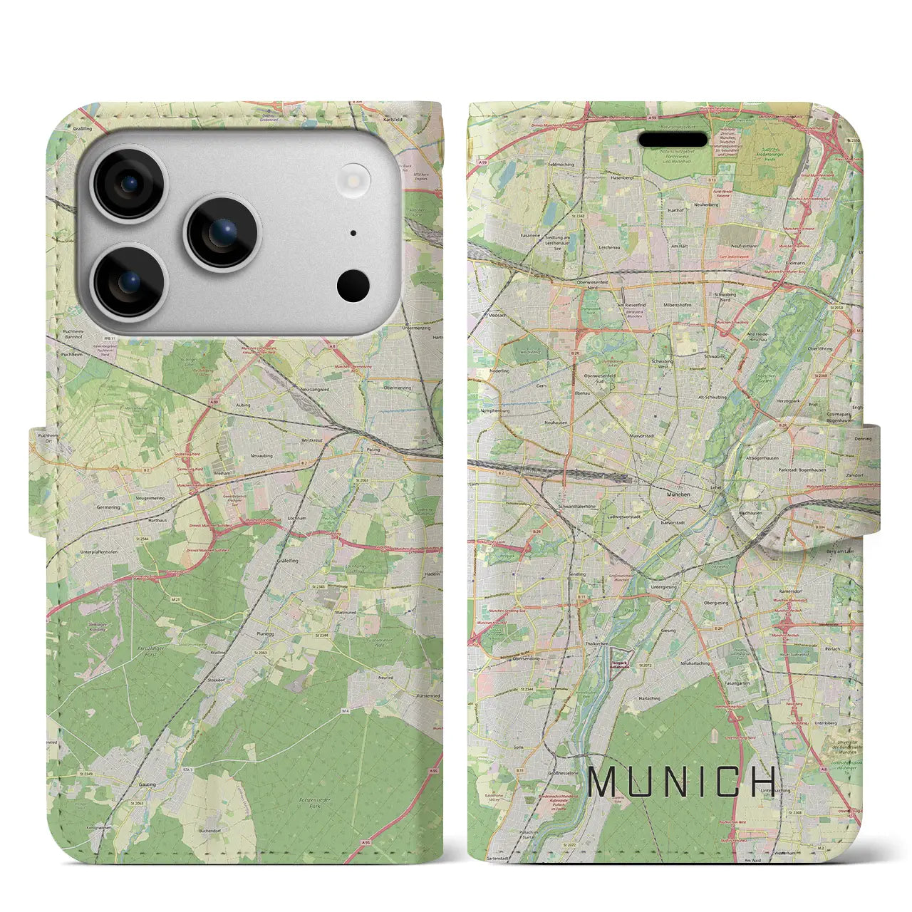 【ミュンヘン(ドイツ)】地図柄iPhoneケース(手帳タイプ)