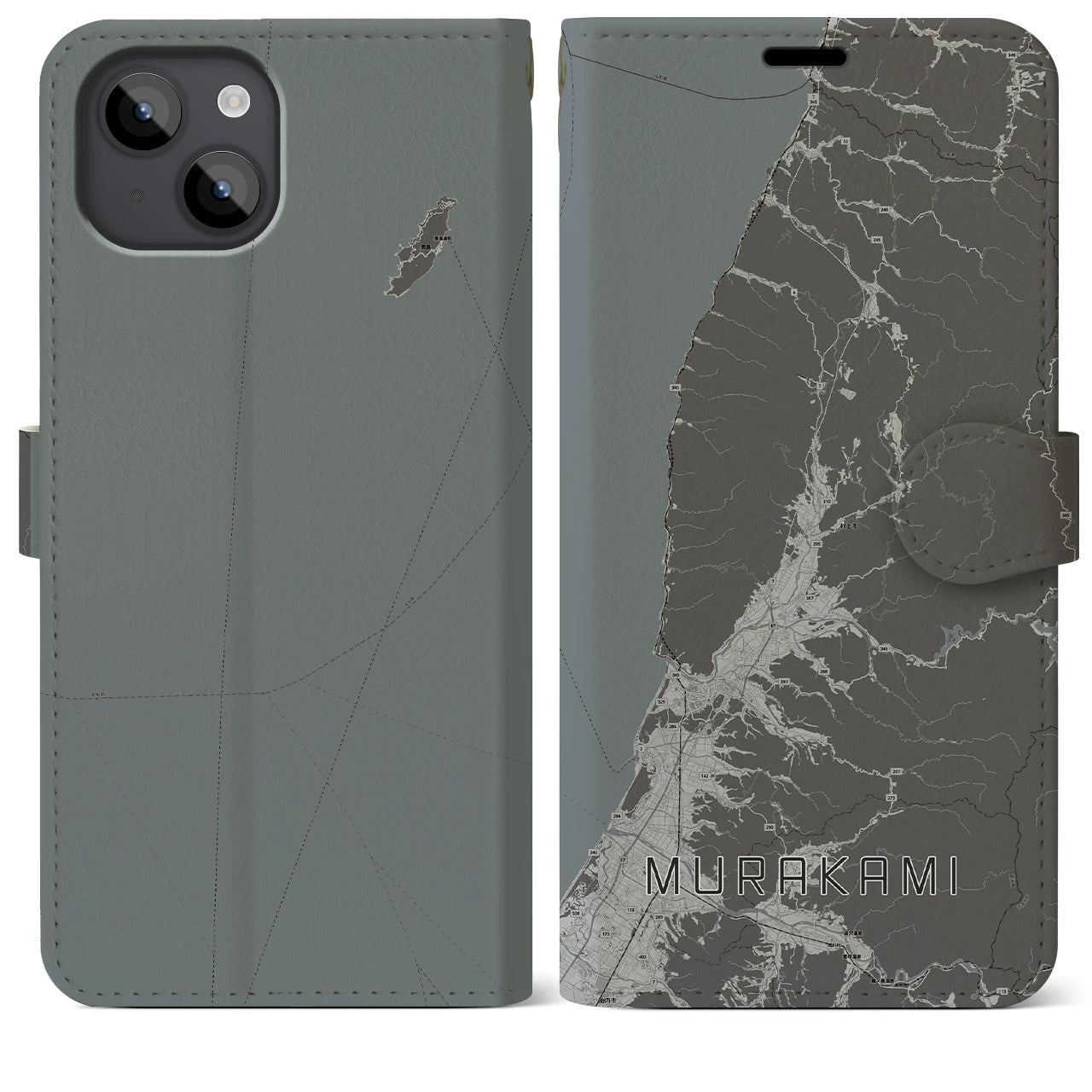 【村上(新潟県)】地図柄iPhoneケース(手帳タイプ)