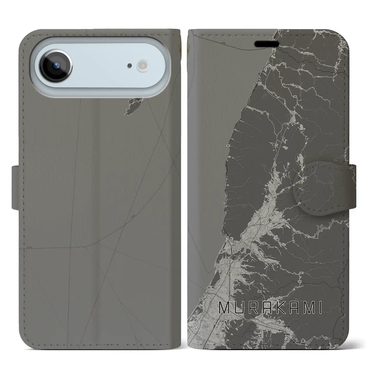 【村上(新潟県)】地図柄iPhoneケース(手帳タイプ)