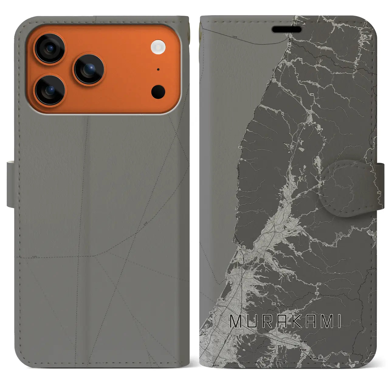 【村上(新潟県)】地図柄iPhoneケース(手帳タイプ)