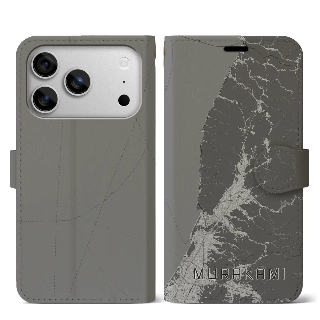 【村上(新潟県)】地図柄iPhoneケース(手帳タイプ)