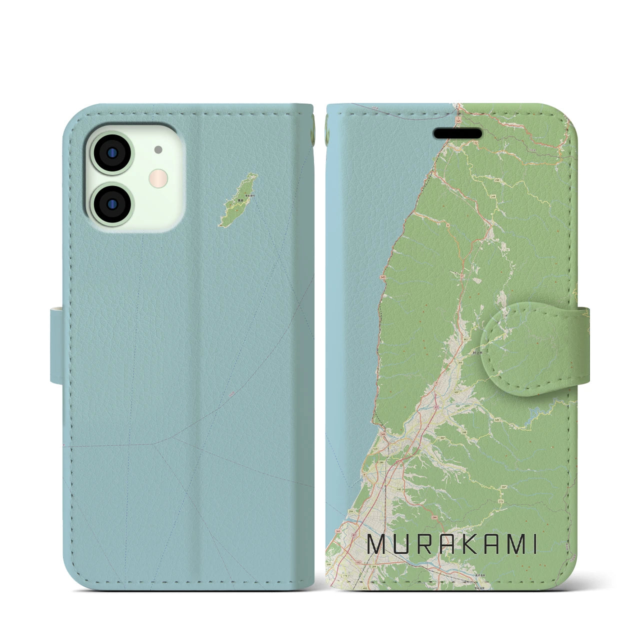 【村上(新潟県)】地図柄iPhoneケース(手帳タイプ)