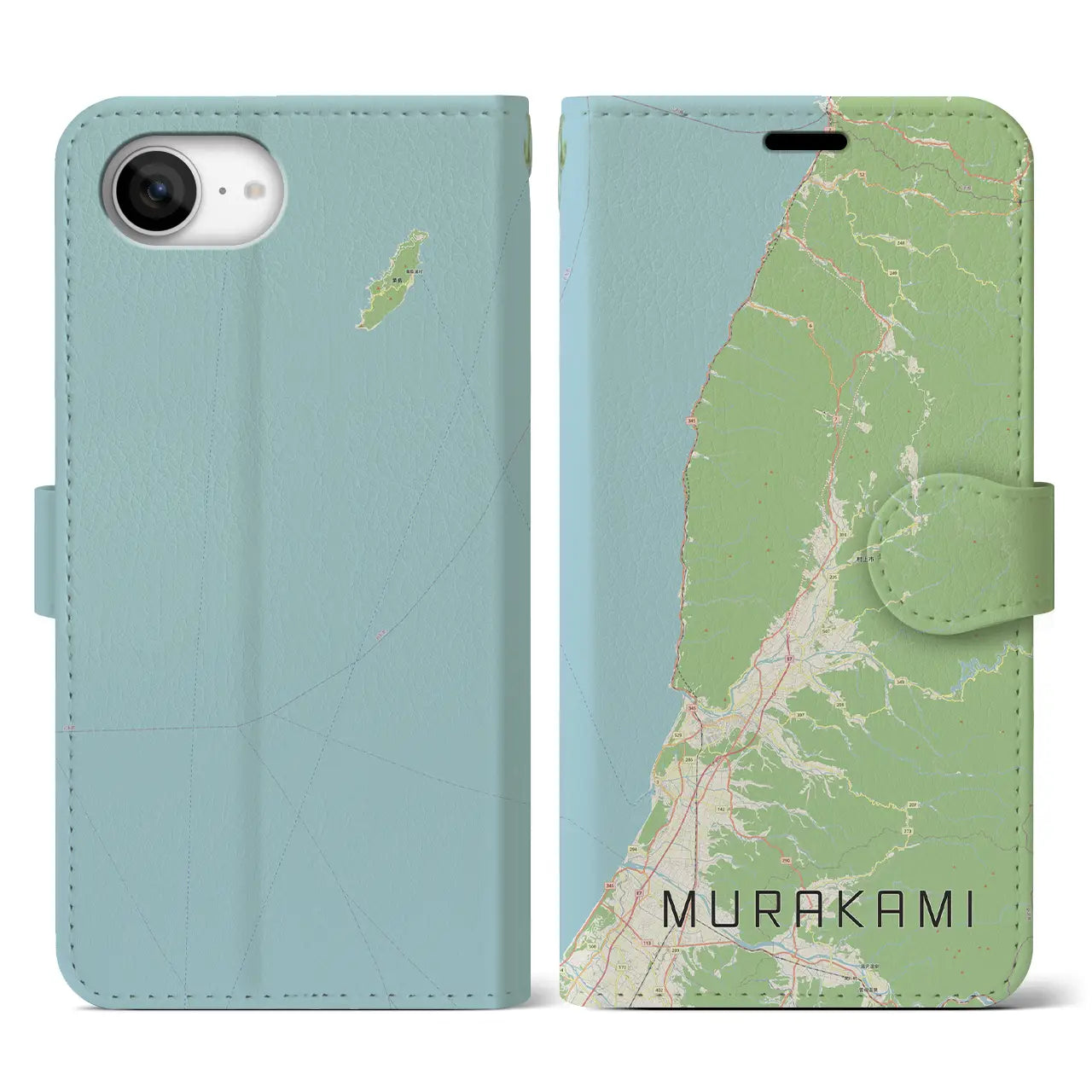 【村上(新潟県)】地図柄iPhoneケース(手帳タイプ)